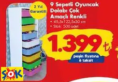 9 SEPETLİ OYUNCAK DOLABI ÇOK AMAÇLI RENKLİ